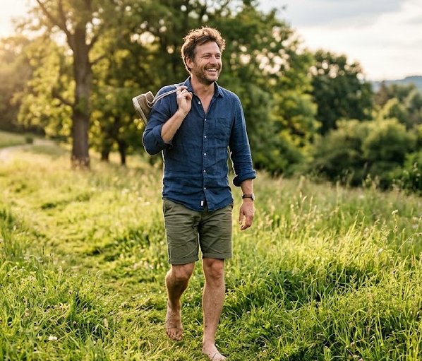 Älteres Ehepaar beim Nordic Walking in einem Park in Wien im Herbst